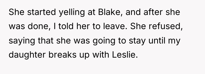 She started yelling at Blake, and after she was done,...