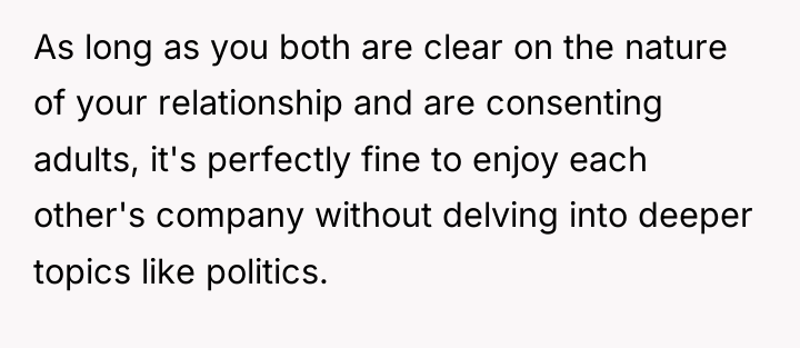 As long as you both are clear on the nature...