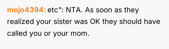 mojo4394 etc": NTA. As soon as they realized your sister...