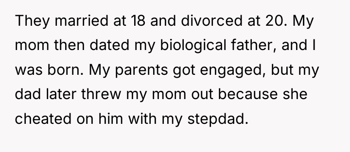 They married at 18 and divorced at 20. My mom...