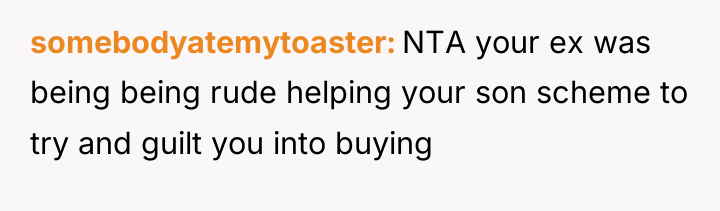somebodyatemytoaster NTA your ex was being being rude helping your...