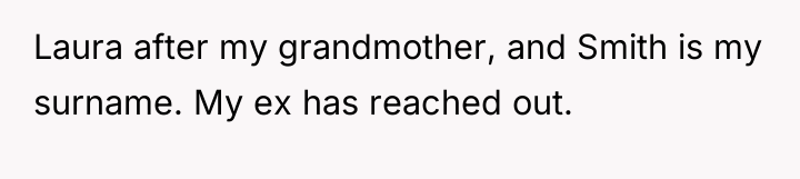 Laura after my grandmother, and Smith is my surname. My...