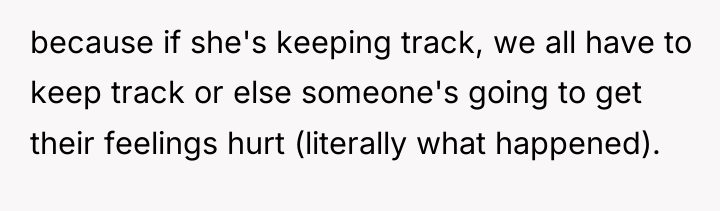 because if she's keeping track, we all have to keep...