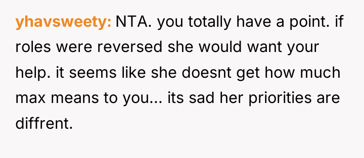 yhavsweety NTA. you totally have a point. if roles were...