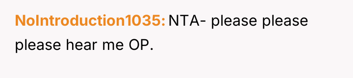 NoIntroduction1035 NTA- please please please hear me OP.