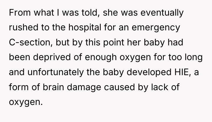 From what I was told, she was eventually rushed to...