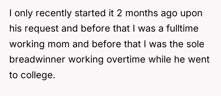 I only recently started it 2 months ago upon his...
