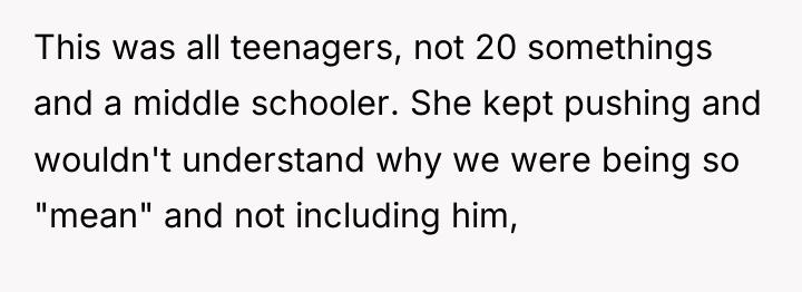 This was all teenagers, not 20 somethings and a middle...