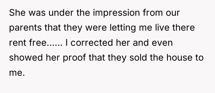 She was under the impression from our parents that they...
