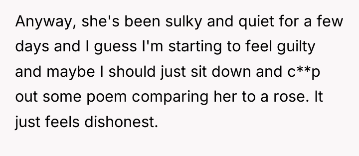 Anyway, she's been sulky and quiet for a few days...