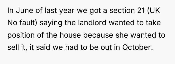 In June of last year we got a section 21...