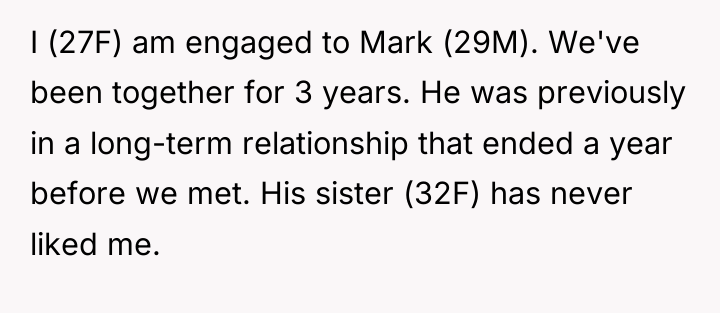 I (27F) am engaged to Mark (29M). We've been together...
