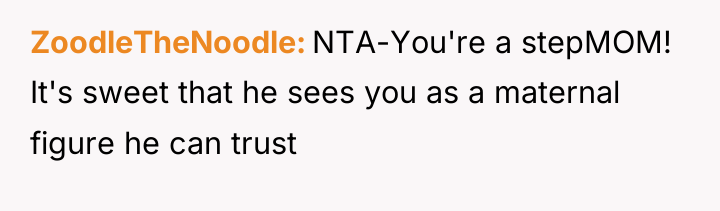 ZoodleTheNoodle NTA-You're a stepMOM! It's sweet that he sees you...