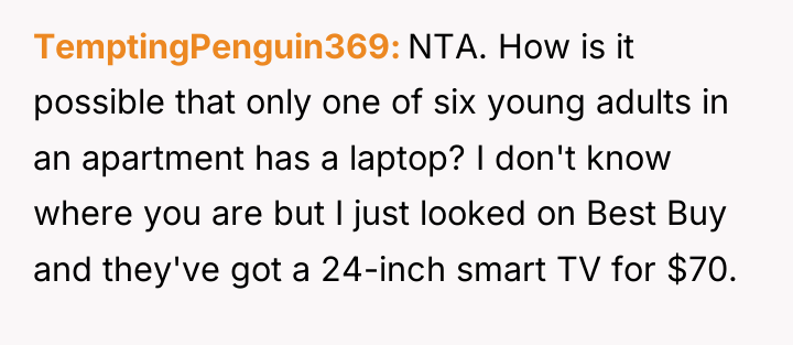 TemptingPenguin369 NTA. How is it possible that only one of...