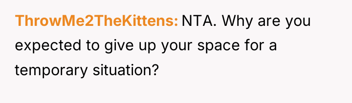 ThrowMe2TheKittens NTA. Why are you expected to give up your...