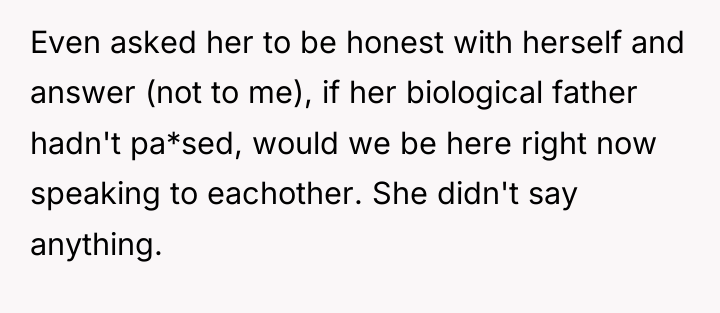 Even asked her to be honest with herself and answer...