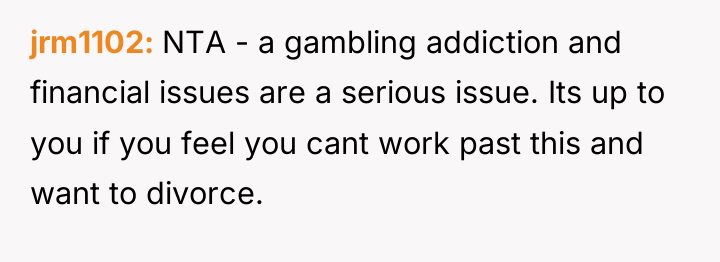 jrm1102 NTA - a gambling addiction and financial issues are...