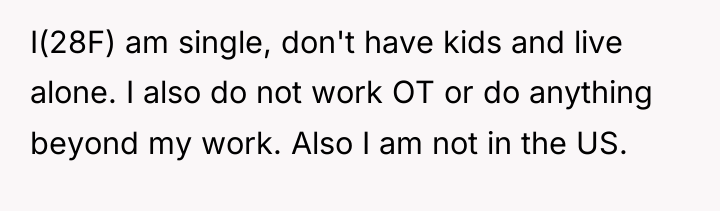 I(28F) am single, don't have kids and live alone. I...