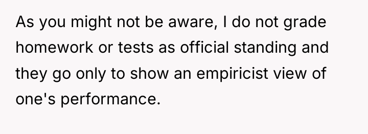 As you might not be aware, I do not grade...