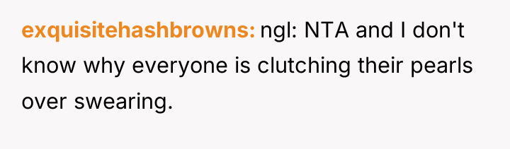 exquisitehashbrowns ngl: NTA and I don't know why everyone is...