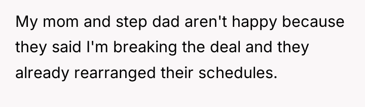 My mom and step dad aren't happy because they said...