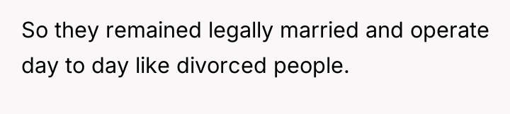So they remained legally married and operate day to day...