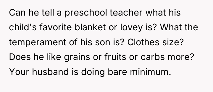 Can he tell a preschool teacher what his child's favorite...