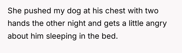 She pushed my dog at his chest with two hands...