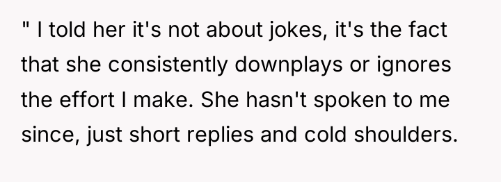 " I told her it's not about jokes, it's the...