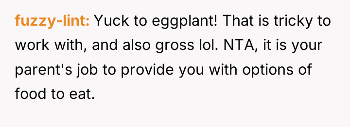 fuzzy-lint Yuck to eggplant! That is tricky to work with,...