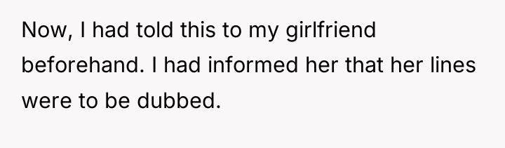 Now, I had told this to my girlfriend beforehand. I...