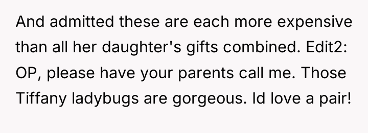 And admitted these are each more expensive than all her...