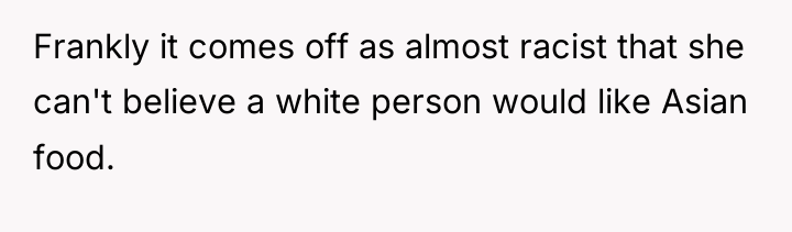 Frankly it comes off as almost racist that she can't...