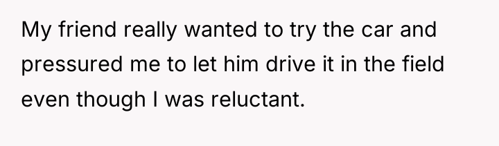 My friend really wanted to try the car and pressured...