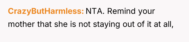 CrazyButHarmless NTA. Remind your mother that she is not staying...