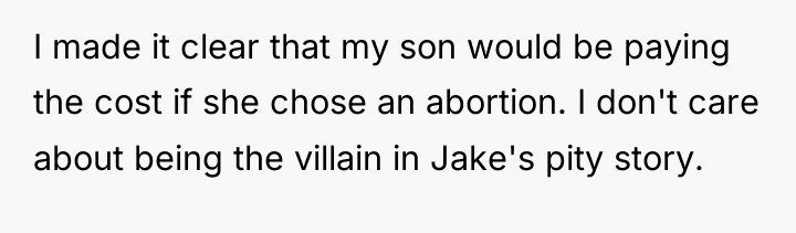 I made it clear that my son would be paying...
