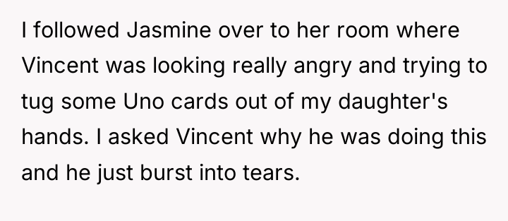 I followed Jasmine over to her room where Vincent was...