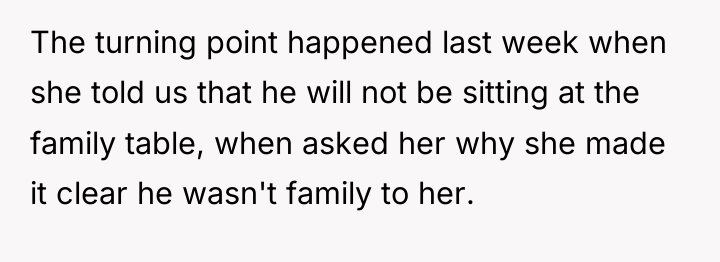 The turning point happened last week when she told us...