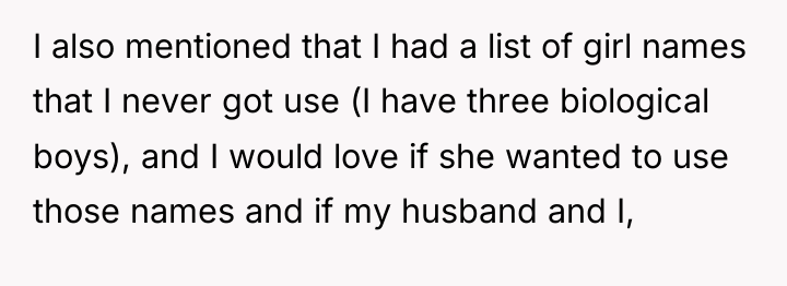 I also mentioned that I had a list of girl...