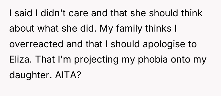 I said I didn't care and that she should think...
