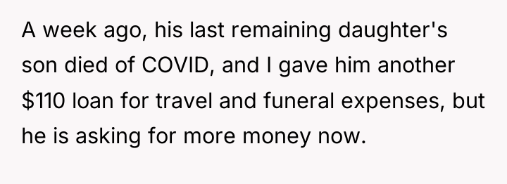 A week ago, his last remaining daughter's son died of...