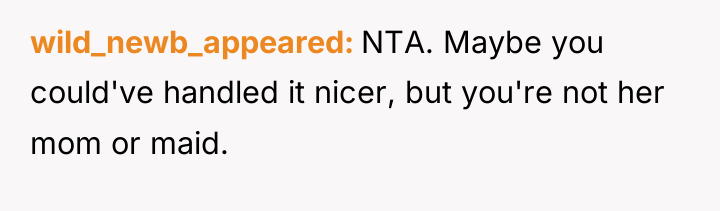wild_newb_appeared NTA. Maybe you could've handled it nicer, but you're...