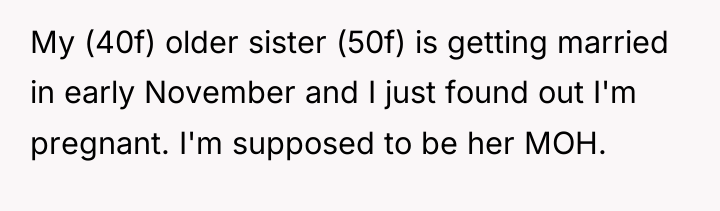My (40f) older sister (50f) is getting married in early...