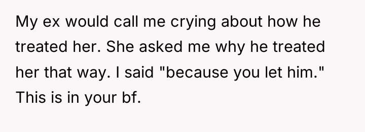 My ex would call me crying about how he treated...