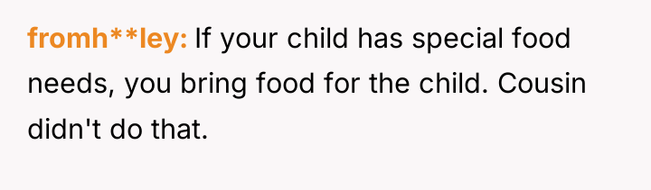 fromh**ley If your child has special food needs, you bring...