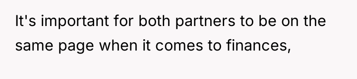 It's important for both partners to be on the same...