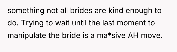 something not all brides are kind enough to do. Trying...