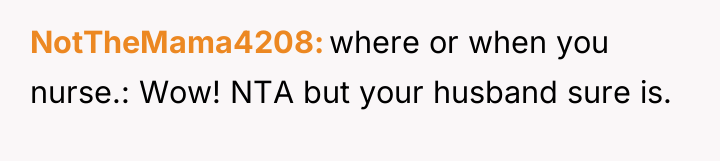 NotTheMama4208 where or when you nurse.: Wow! NTA but your...