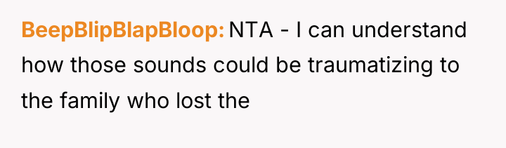 BeepBlipBlapBloop NTA - I can understand how those sounds could...