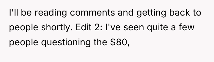 I'll be reading comments and getting back to people shortly....